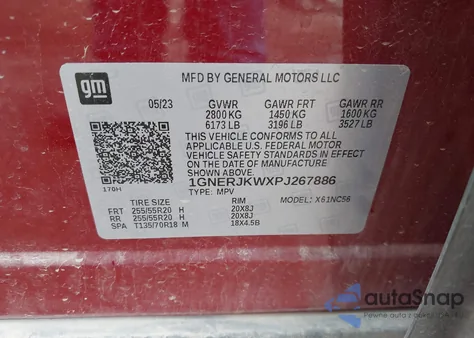 2023 Chevrolet Traverse Fwd Rs z USA, uszkodzony, nr VIN 1GNERJKWXPJ267886